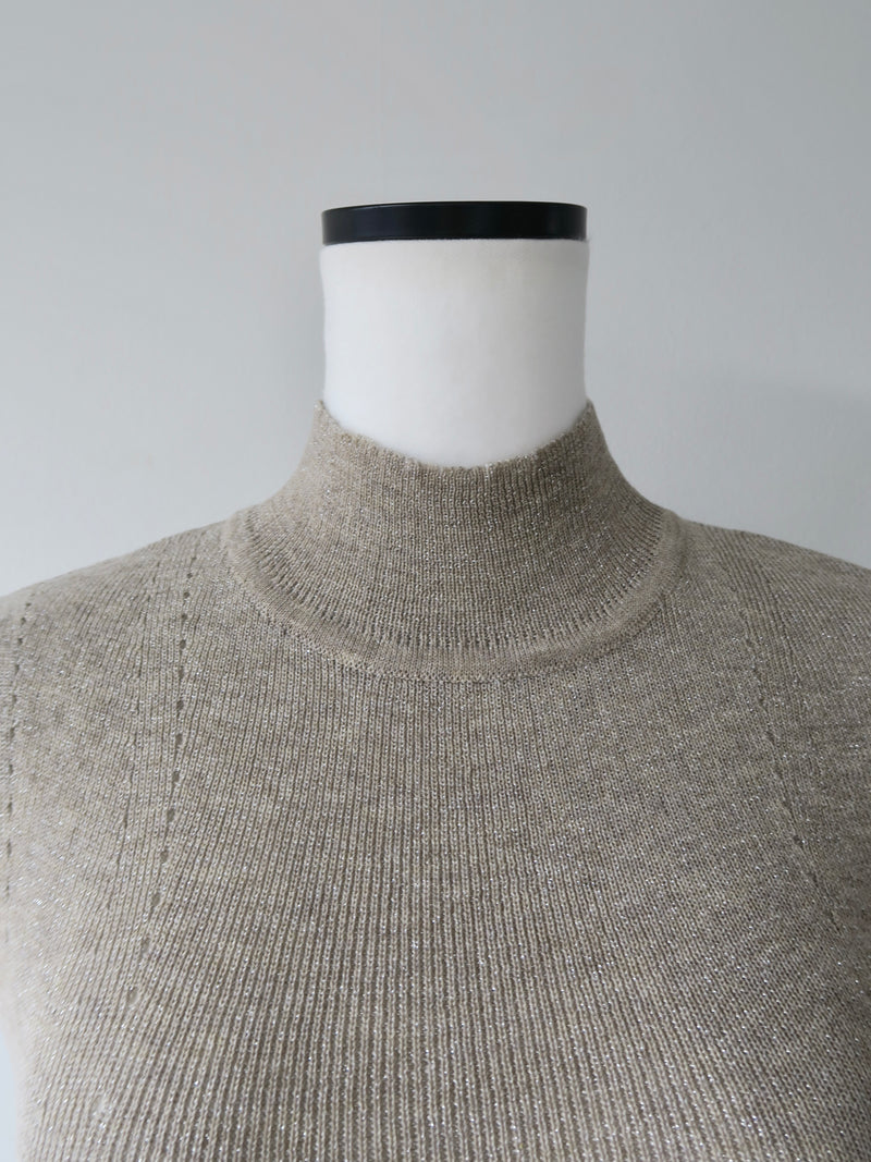 shiny cap sleeve knit top