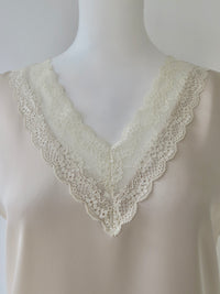 lace trim satin cami tops