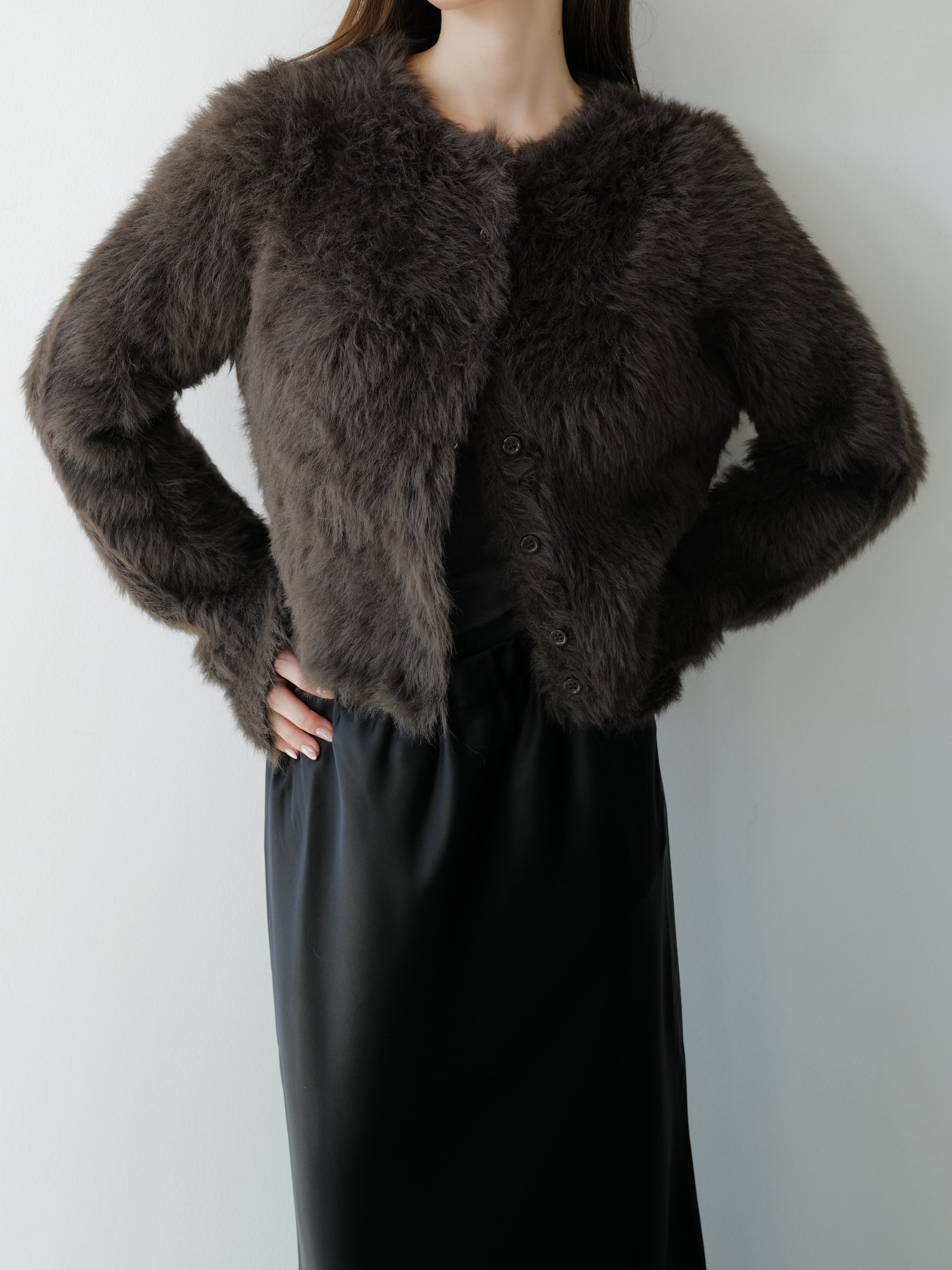 mink-like fur cardigan