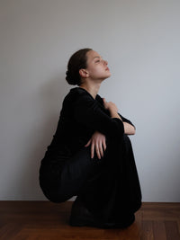 shirring drape velour dress