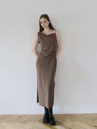 asymmetry drape cami dress