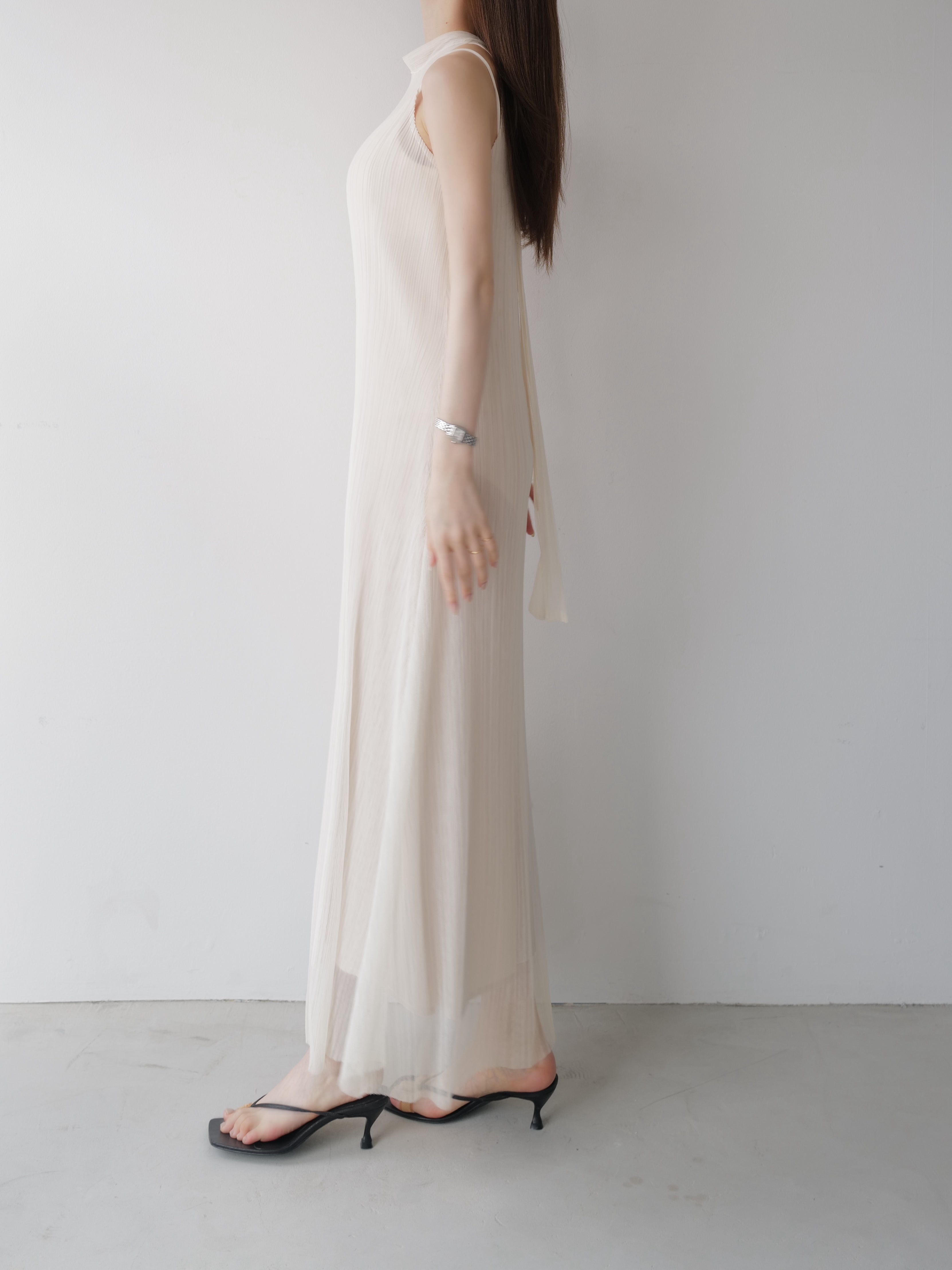 tulle pleats halter dress – célon