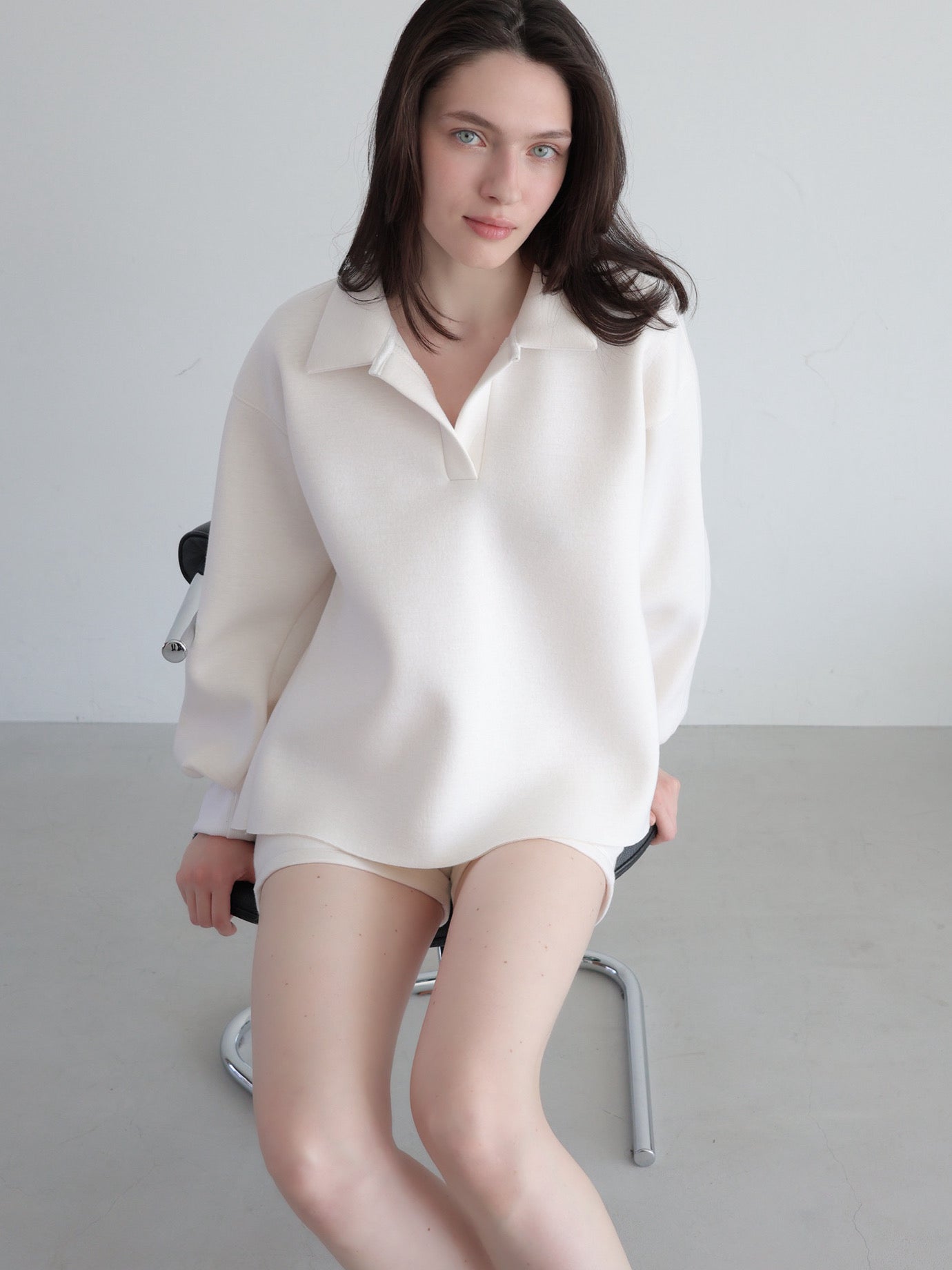 open neck sweat top