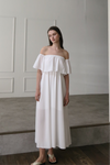 flare top off shoulder dress