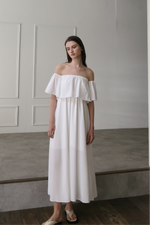 flare top off shoulder dress
