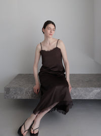 lace satin cami long dress