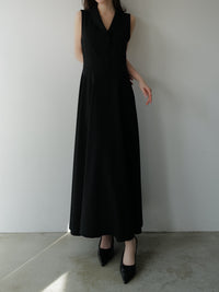 shawl collar sleeveless dress
