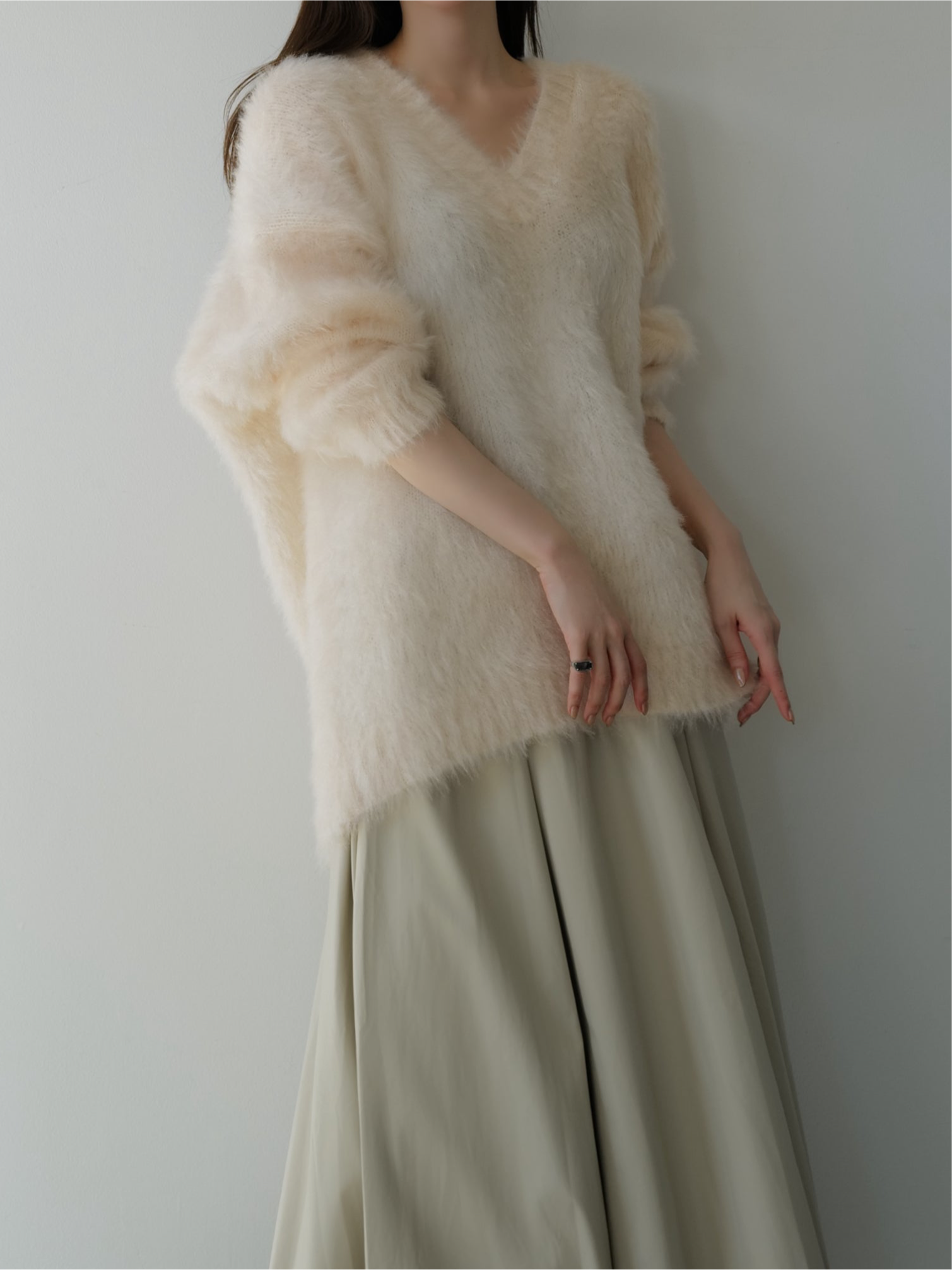 fuzzy v neck sweater