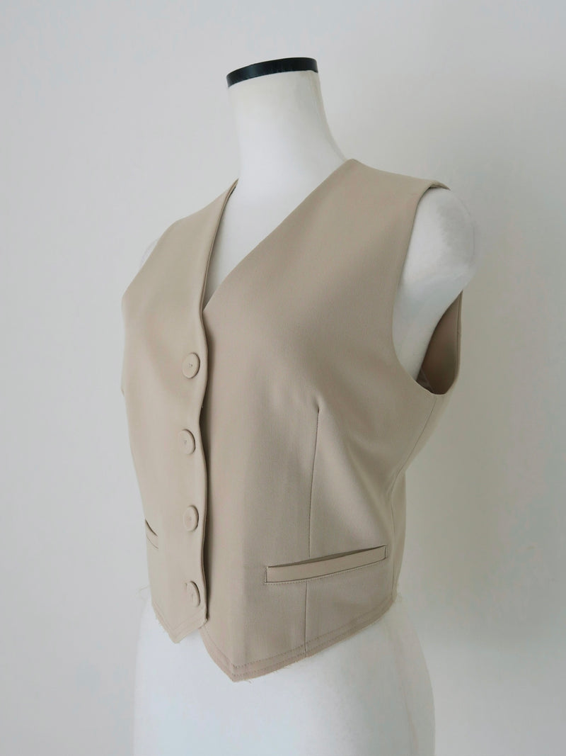 raw hem single vest