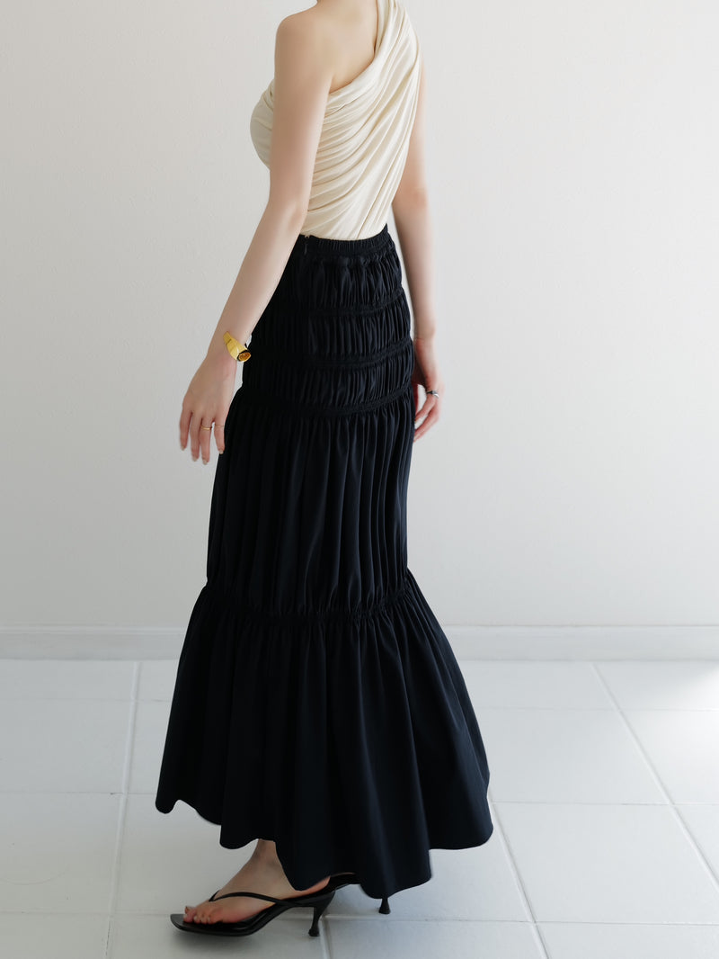 one shoulder ruched tank