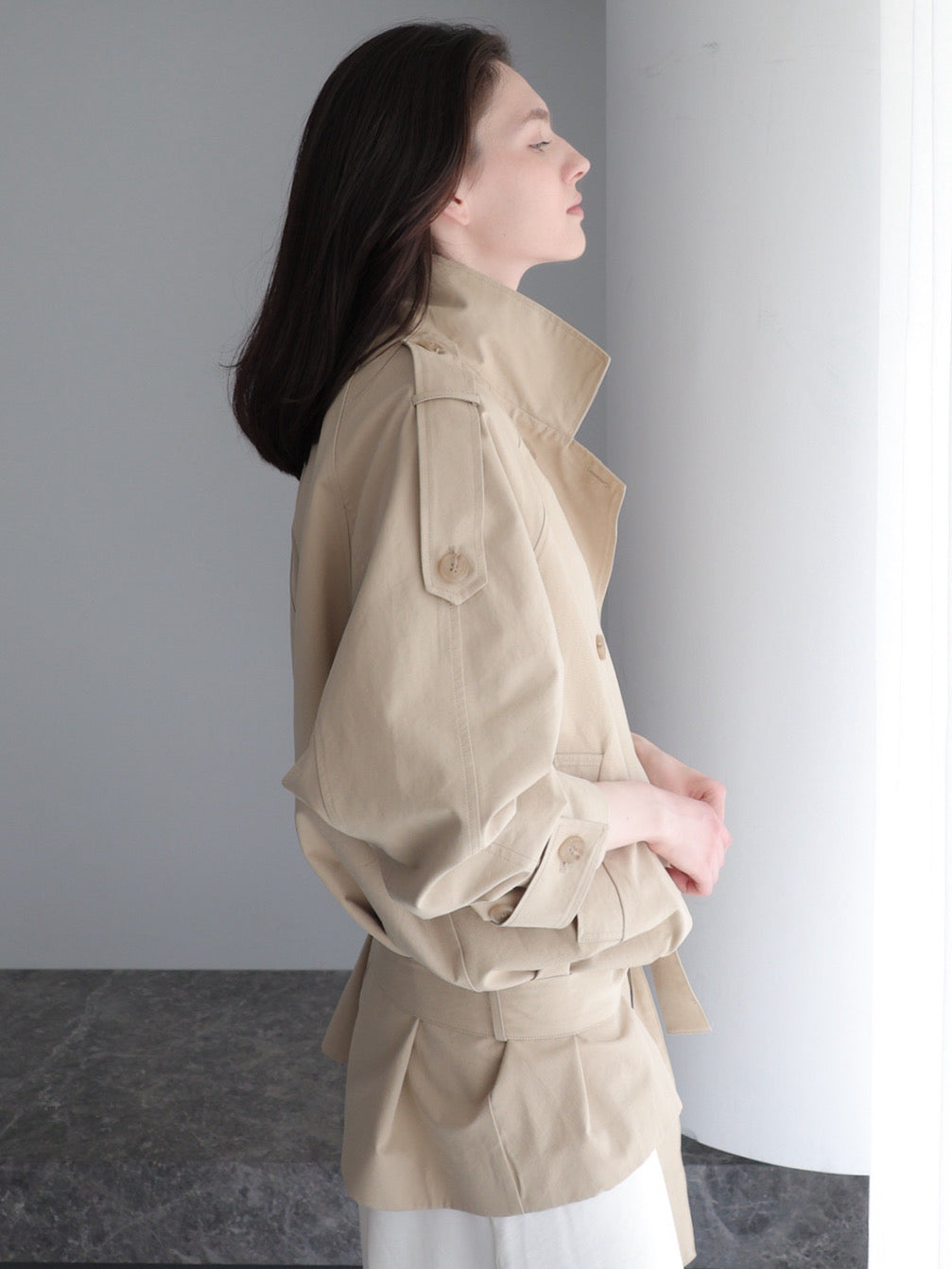 modern short trench coat