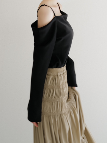 トップス maisoncelon off shoulder silky blouse off shoulder silky blouse – célon