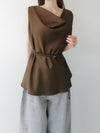 cowl neck satin tank