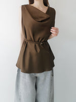 cowl neck satin tank