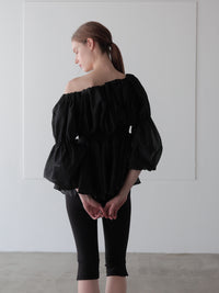 shirring off-shoulder blouse