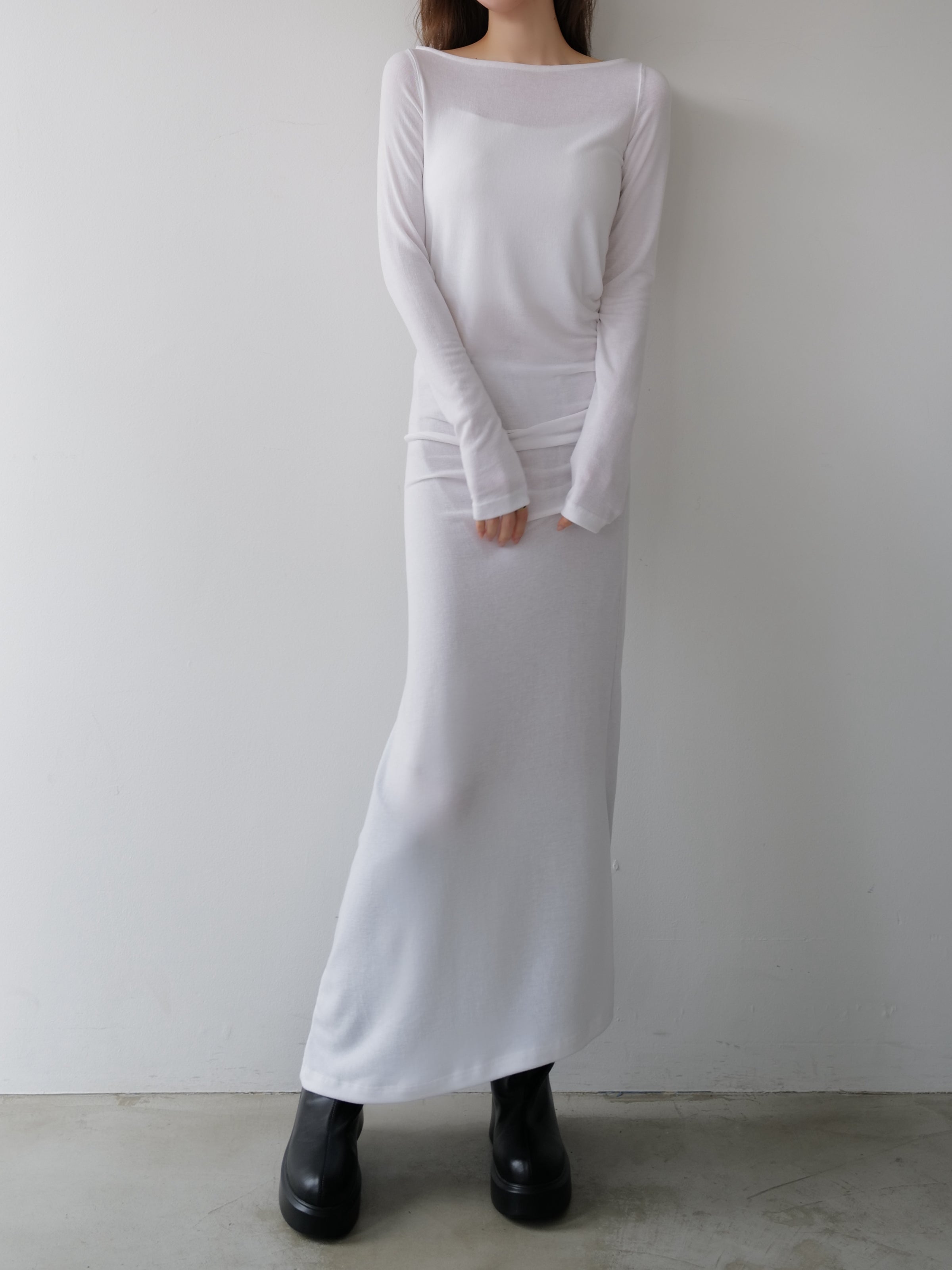 silky fitted off shoulder long dress