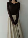 cowl silhouette stretching tops
