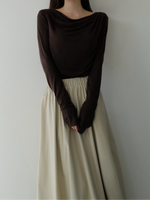 cowl silhouette stretching tops