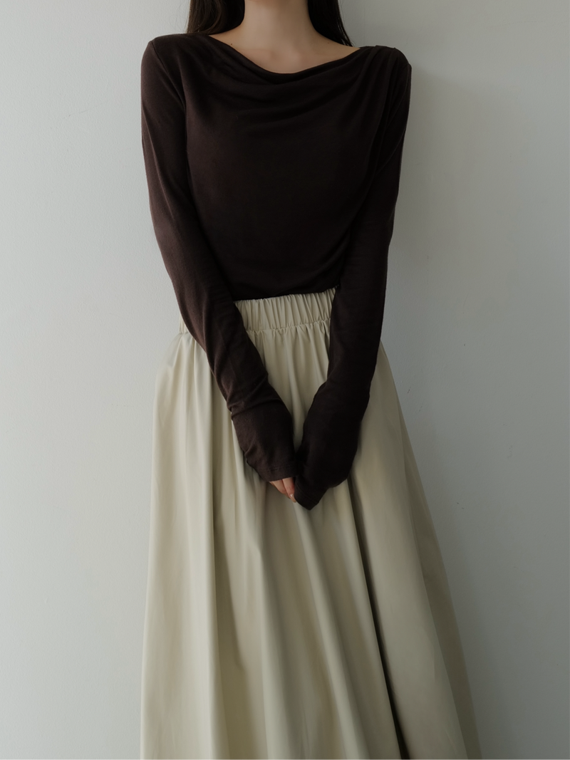cowl silhouette stretching tops