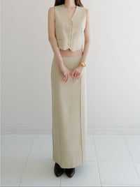 summer sale / raw hem slim long skirt