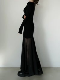 sheer layered maxi dress
