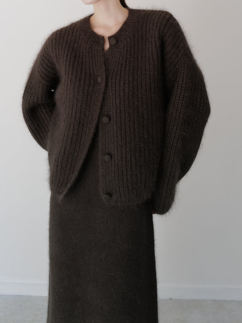 angora balloon knit cardigan