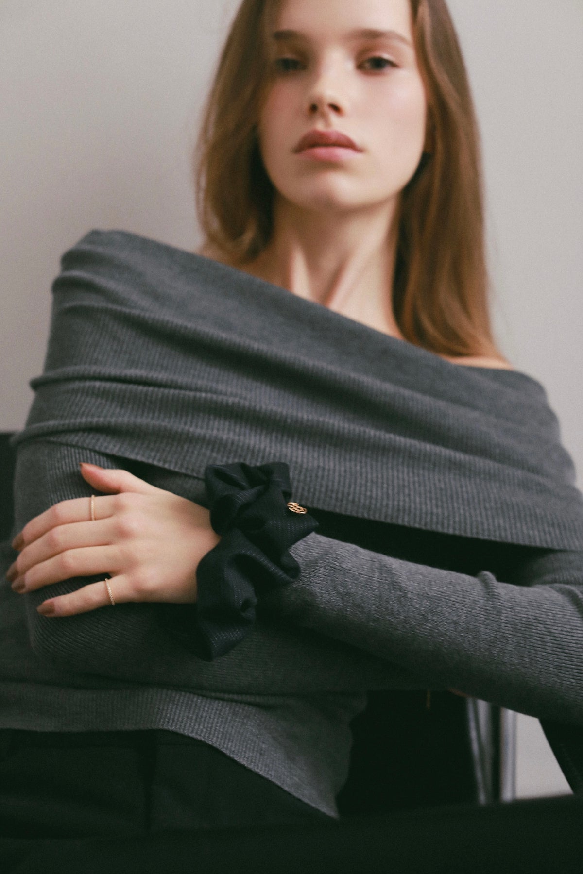 wool off shoulder knit