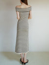 off shoulder stripe dress