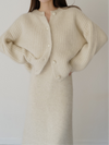 angora balloon knit cardigan