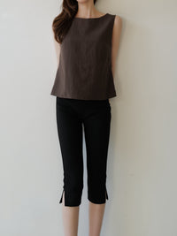 back ribbon linen blouse