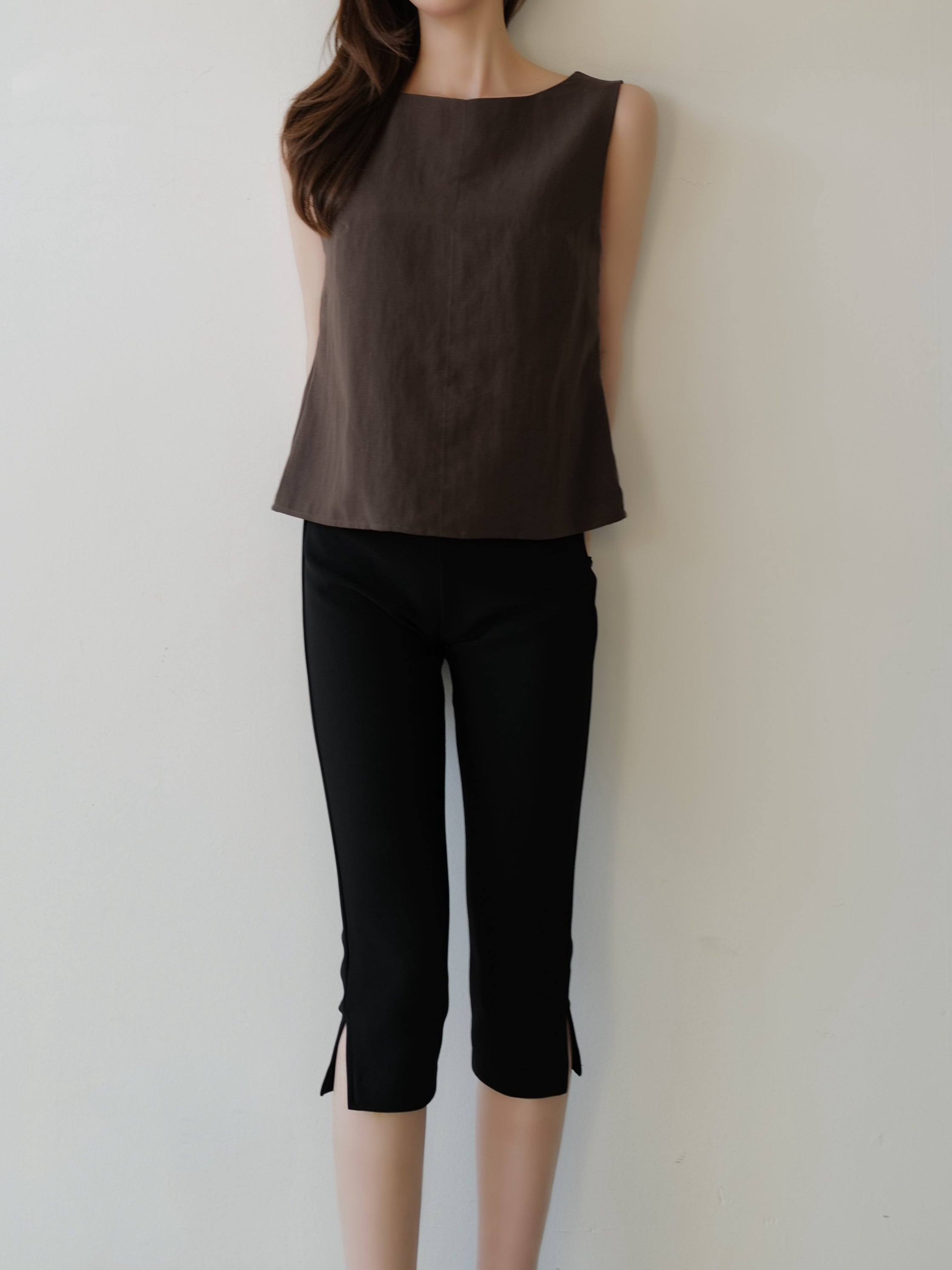 back ribbon linen blouse