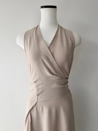 linen wrap sleeveless dress