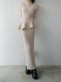 textured peplum knit set