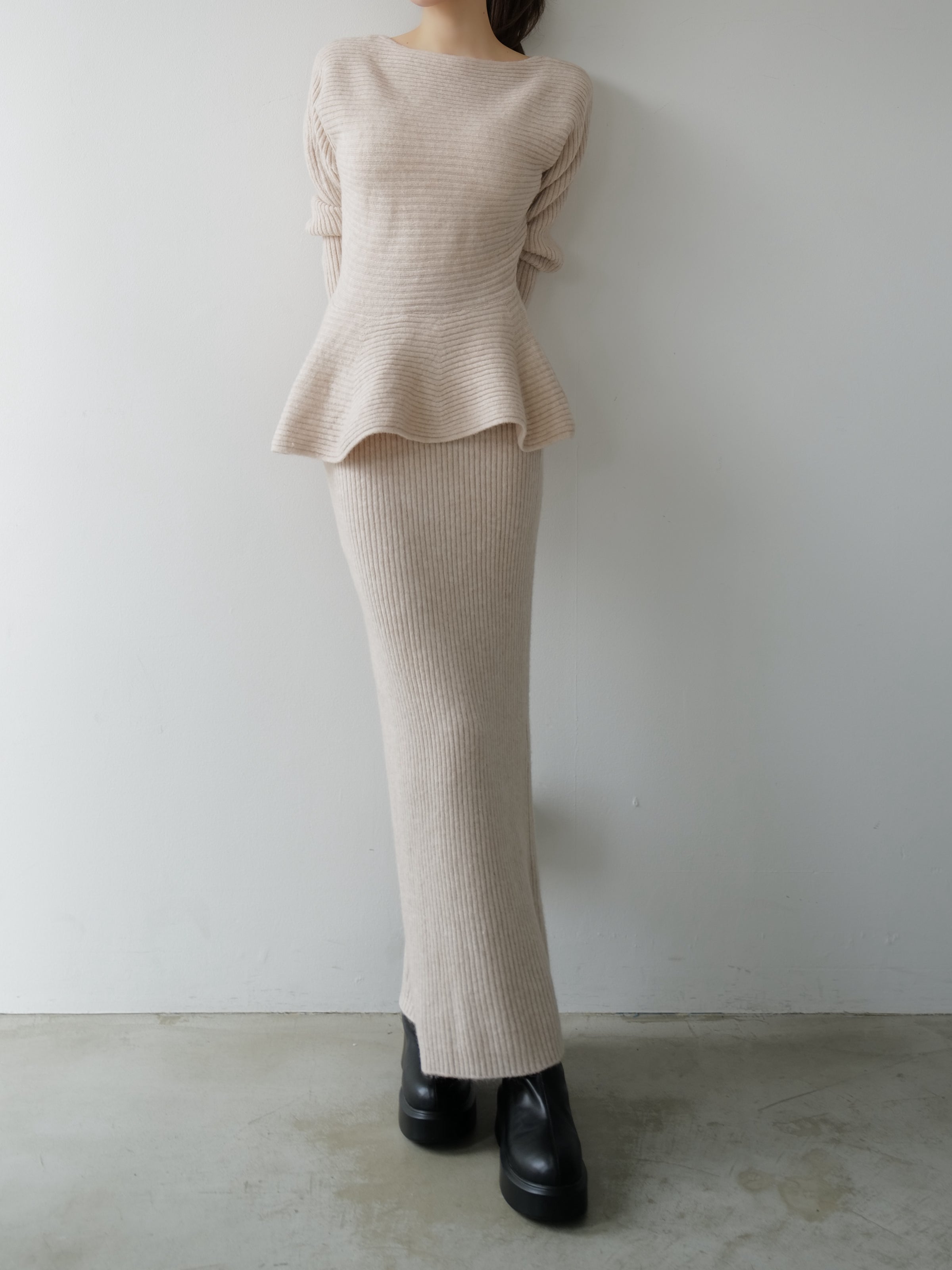 textured peplum knit set