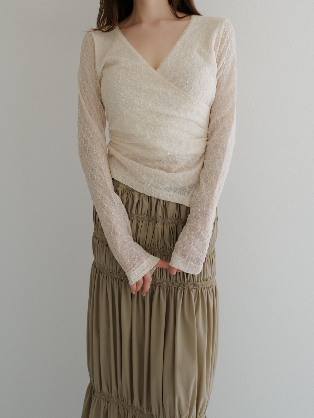 即日配送　maisoncelon lacy wrap-over top lacy wrap-over top – célon