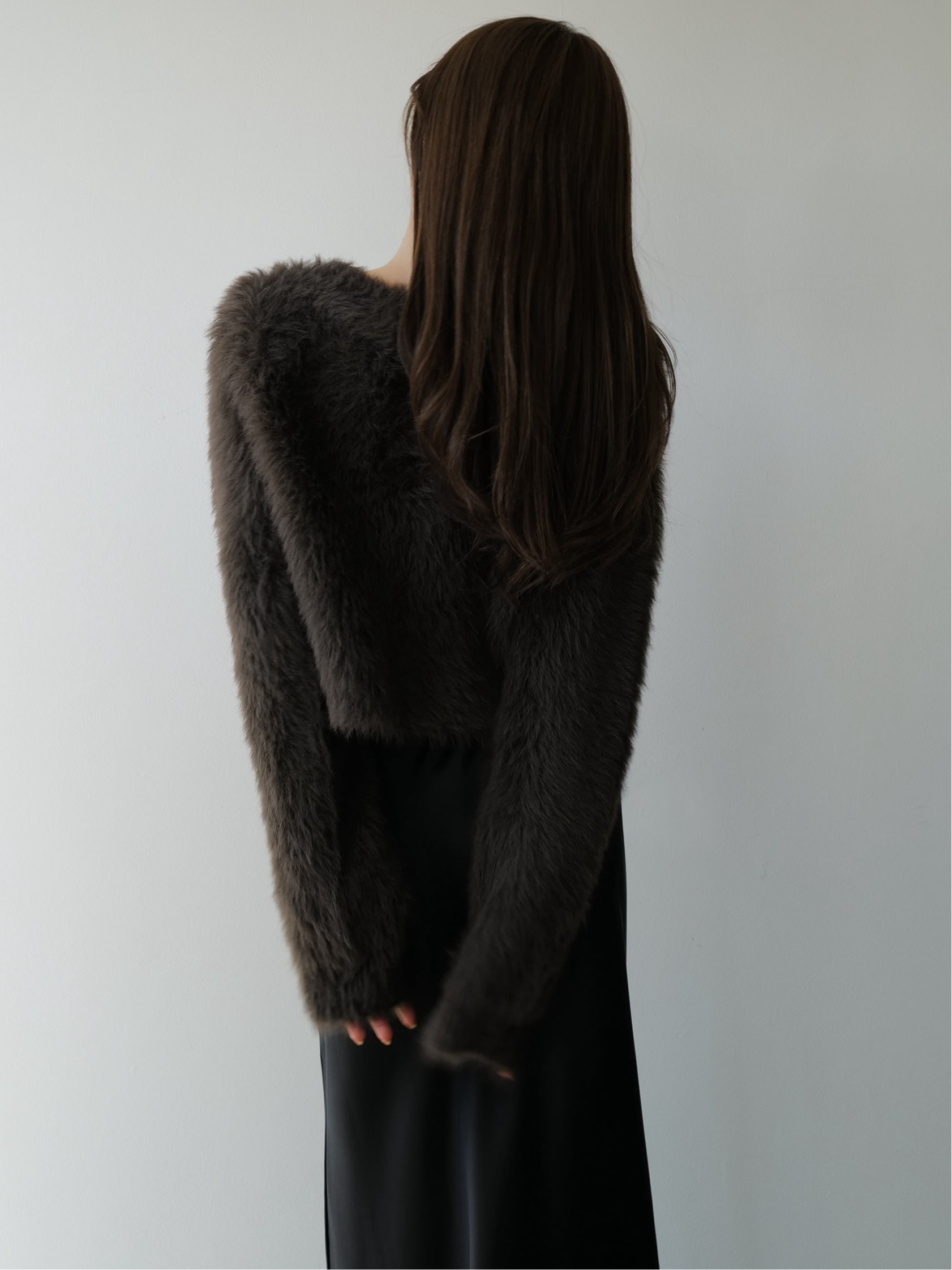 mink-like fur cardigan
