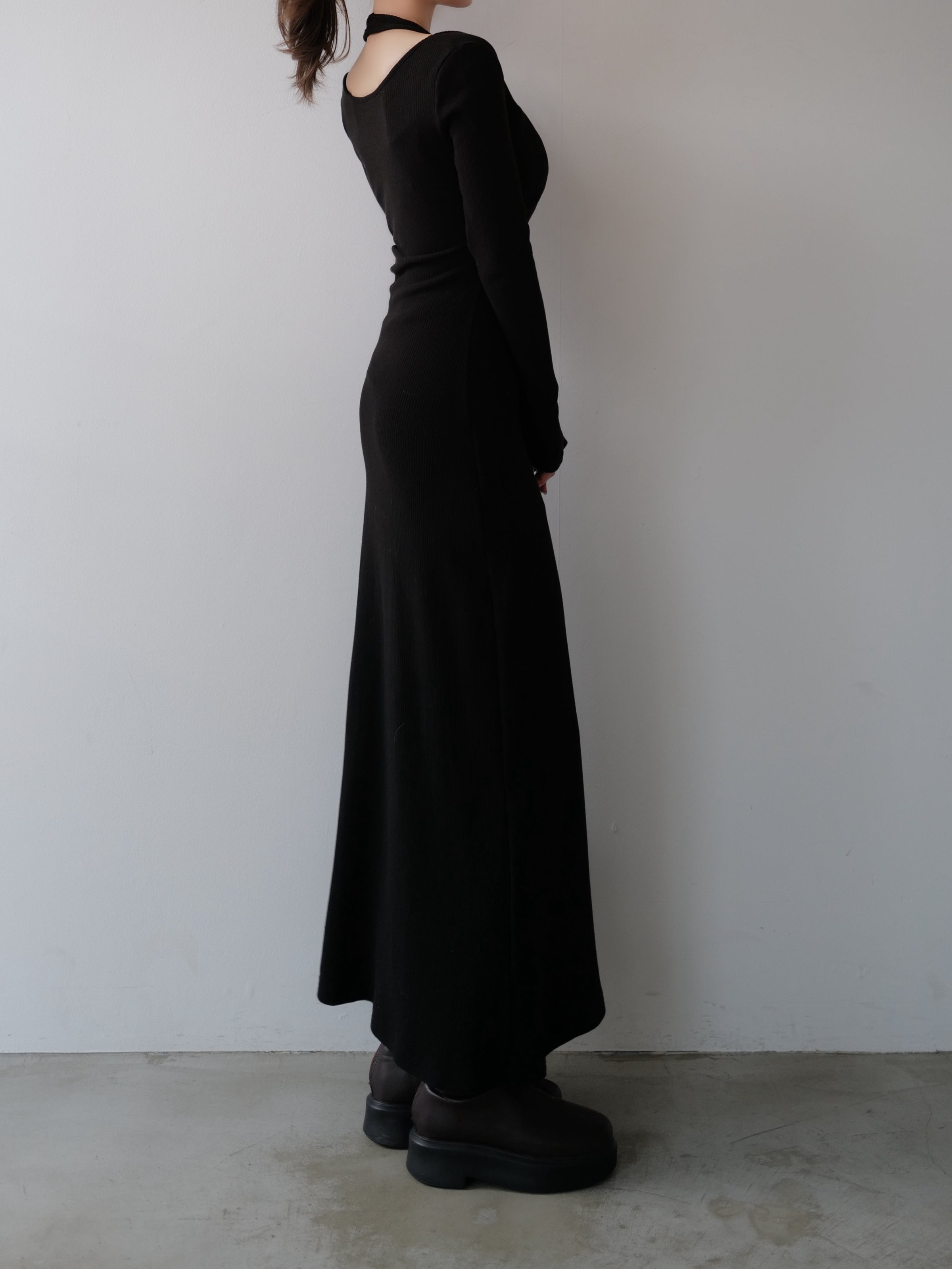 front cross rib knit dress