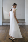 pleated halter maxi dress