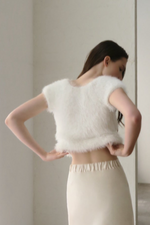 fuzzy cap sleeve top