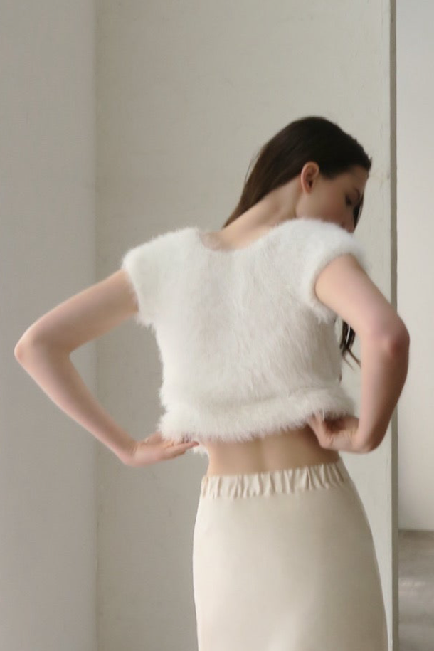 fuzzy cap sleeve top