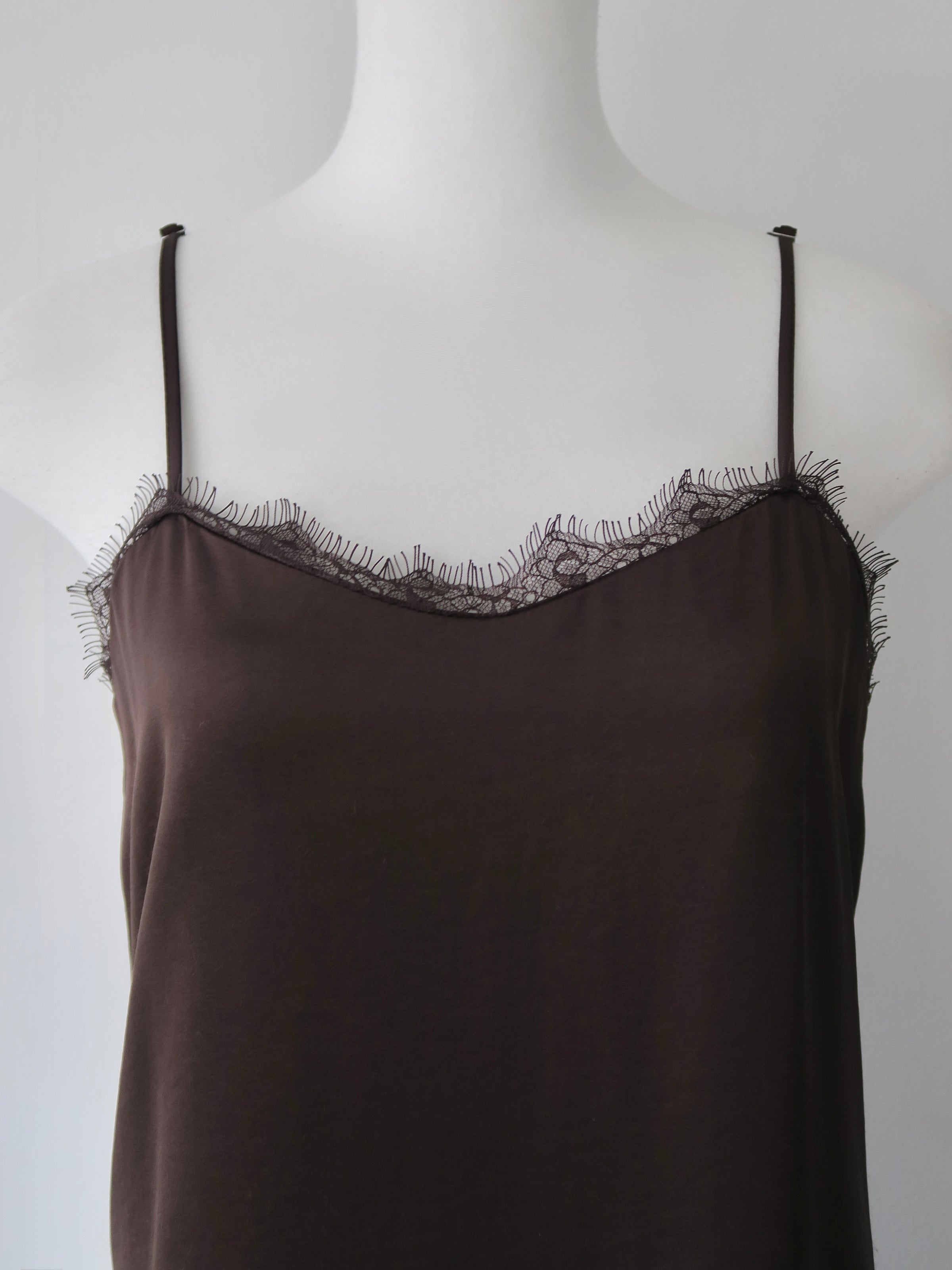 lace satin cami long dress