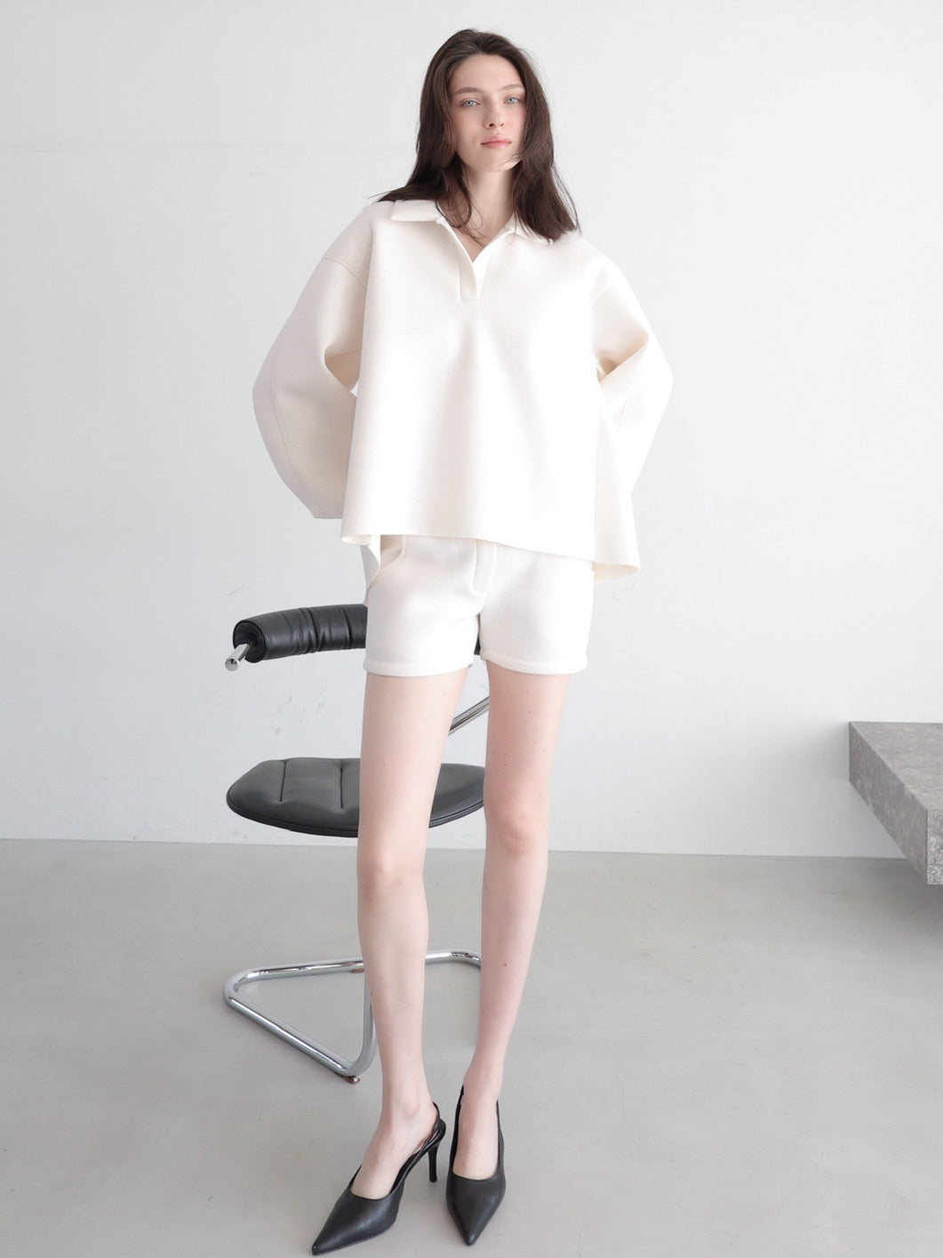 open neck sweat top