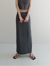 raw hem slim long skirt