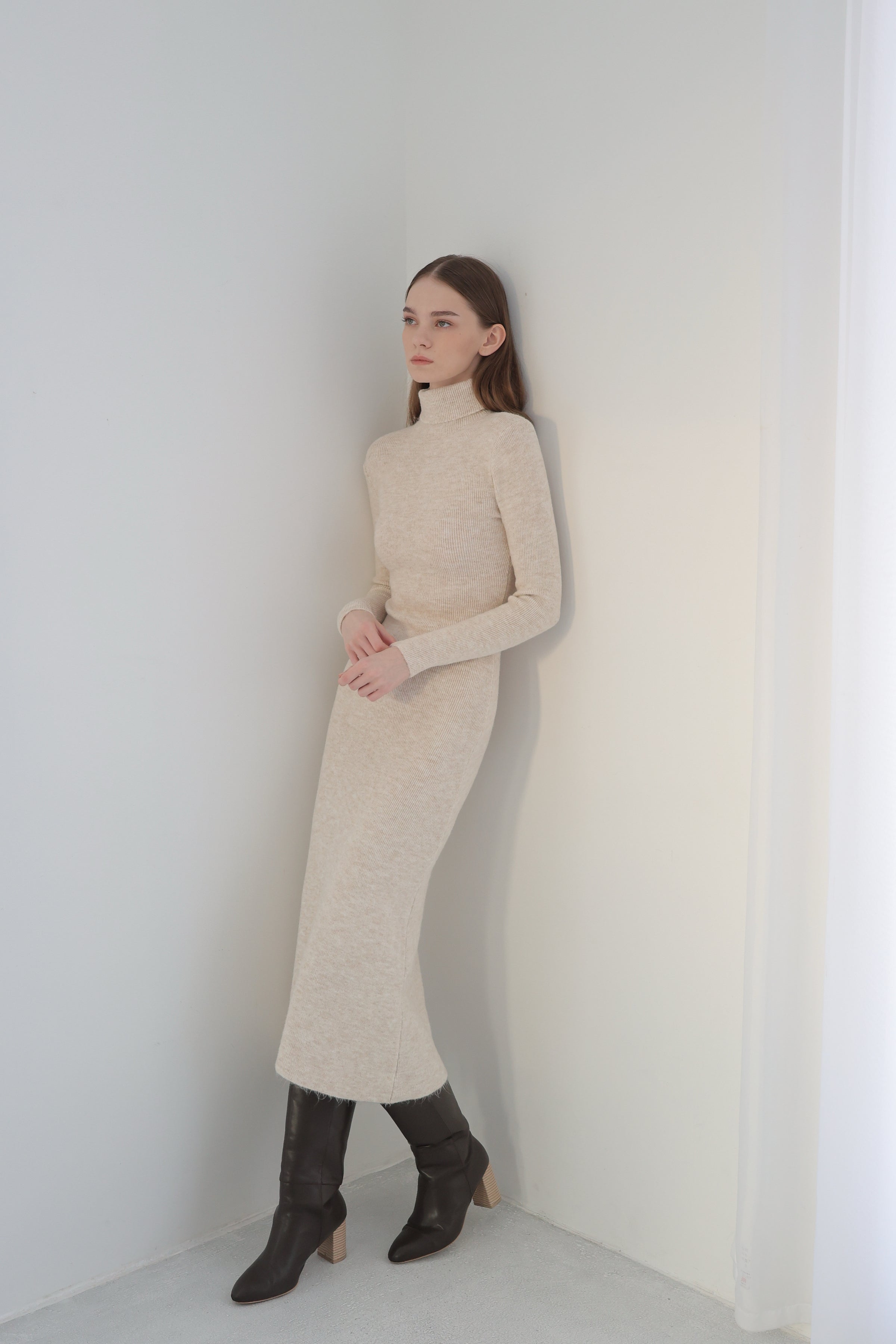 angora knit long dress