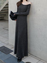 loose shoulder long dress