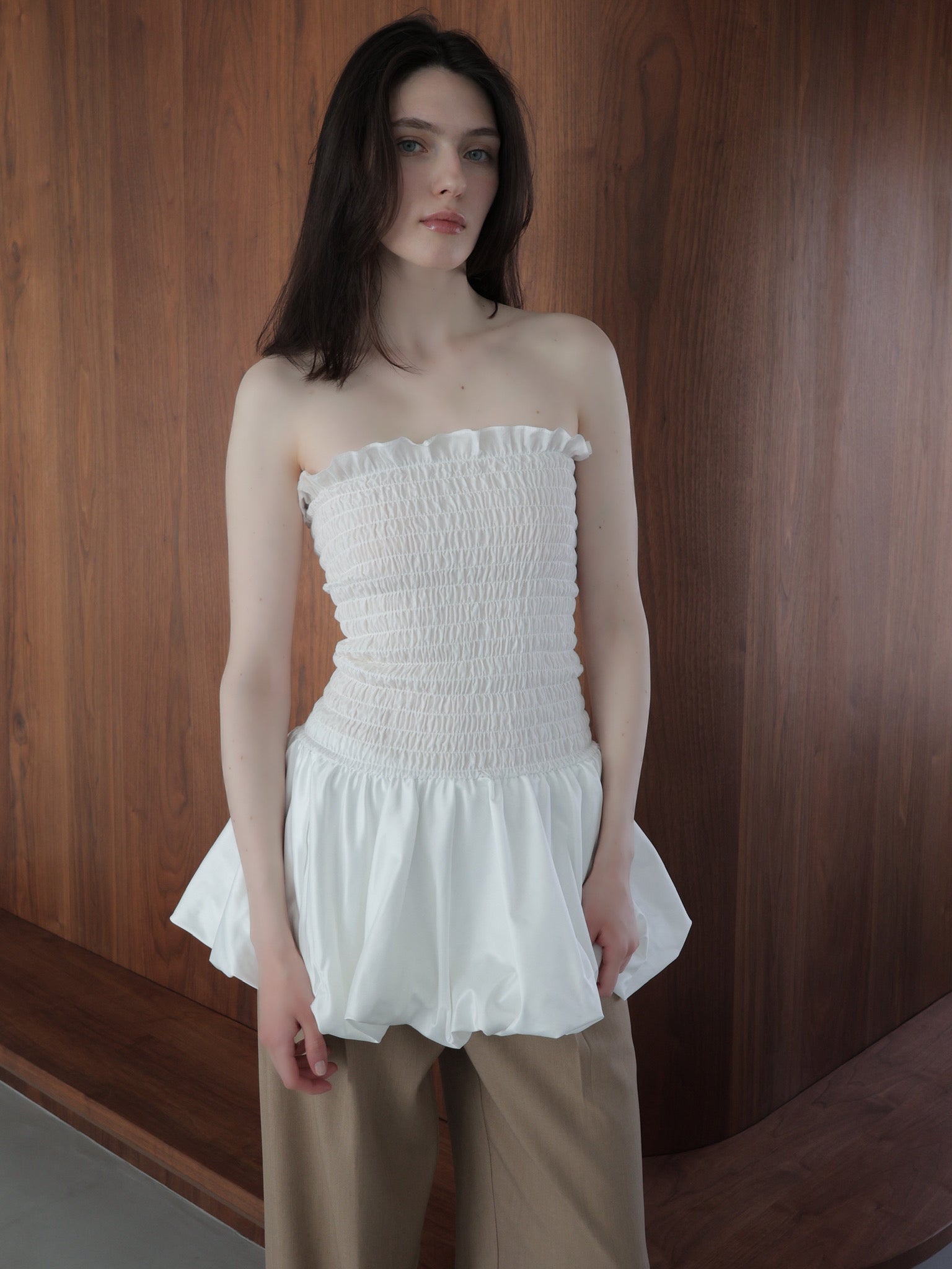 volume flare mini dress