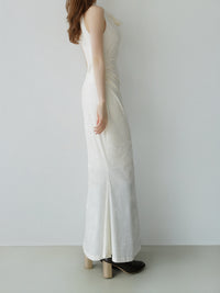 drape velour long dress