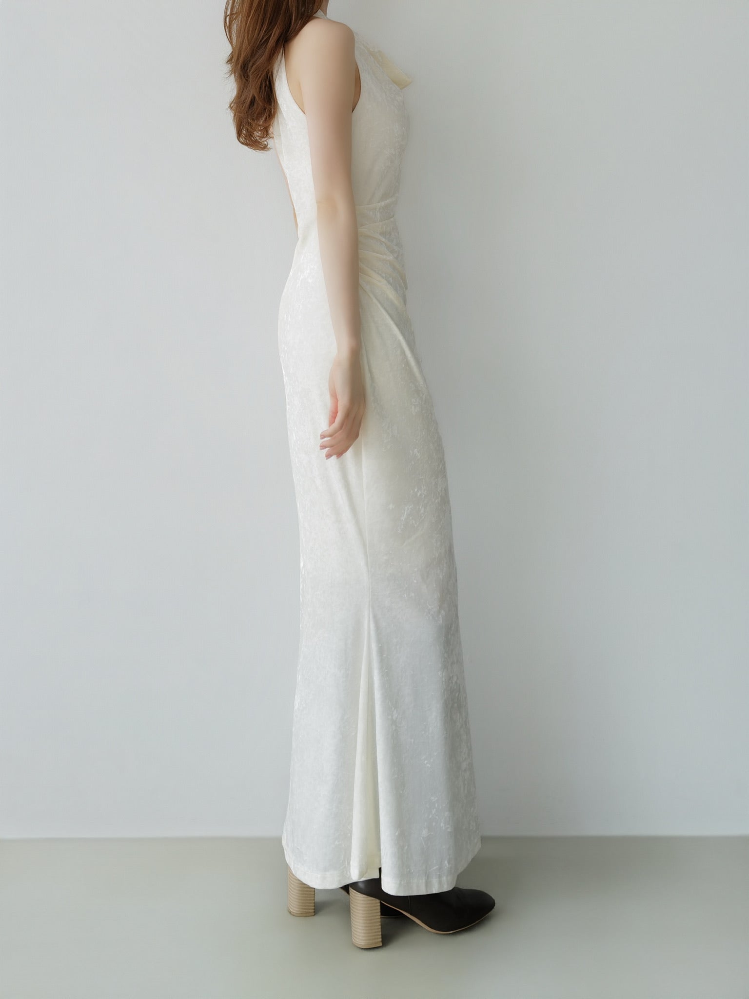 drape velour long dress