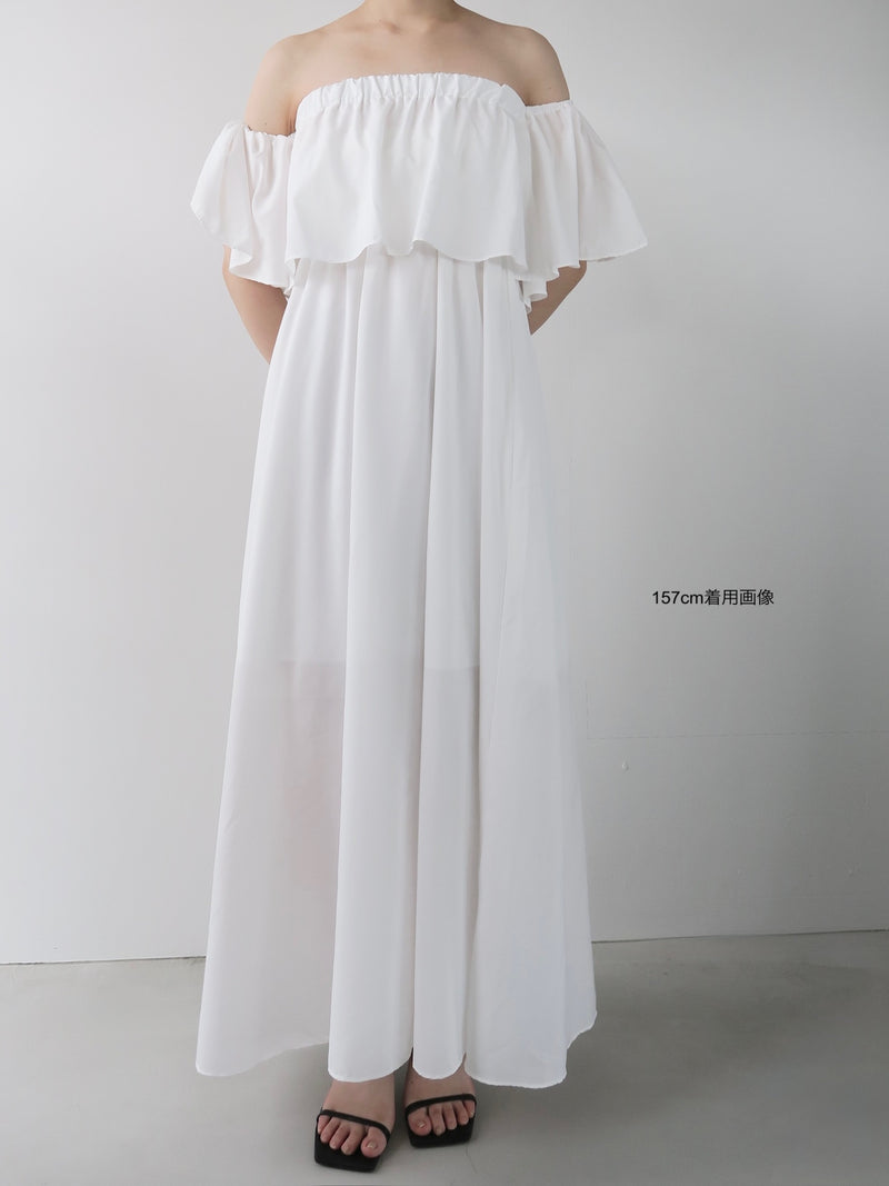 flare top off shoulder dress