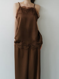 lace layered satin cami blouse